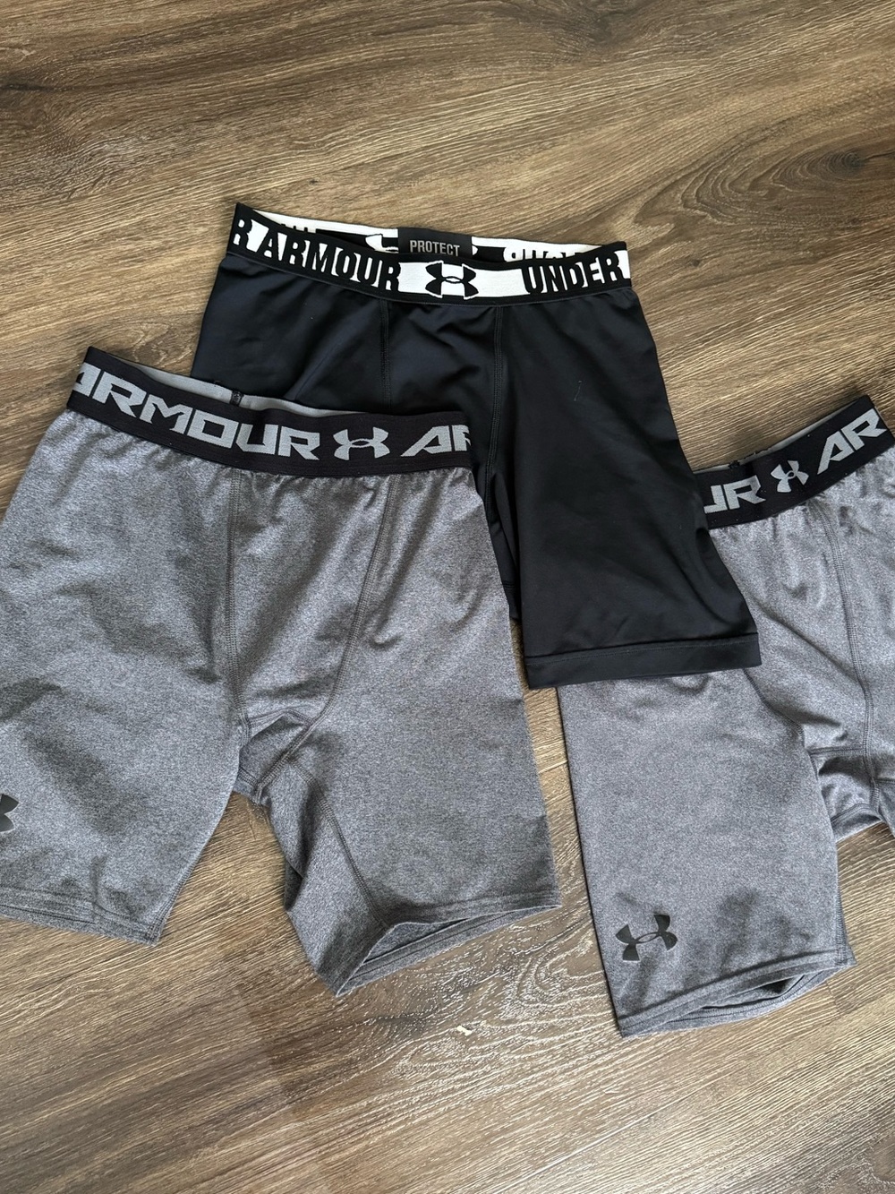3 Under Armour Men's Athletic Compression Shorts – Black & Gray
